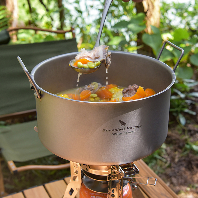 Outdoor Hunting Kitchen - Viagem ilimitada-Panela de titânio portátil, grande
