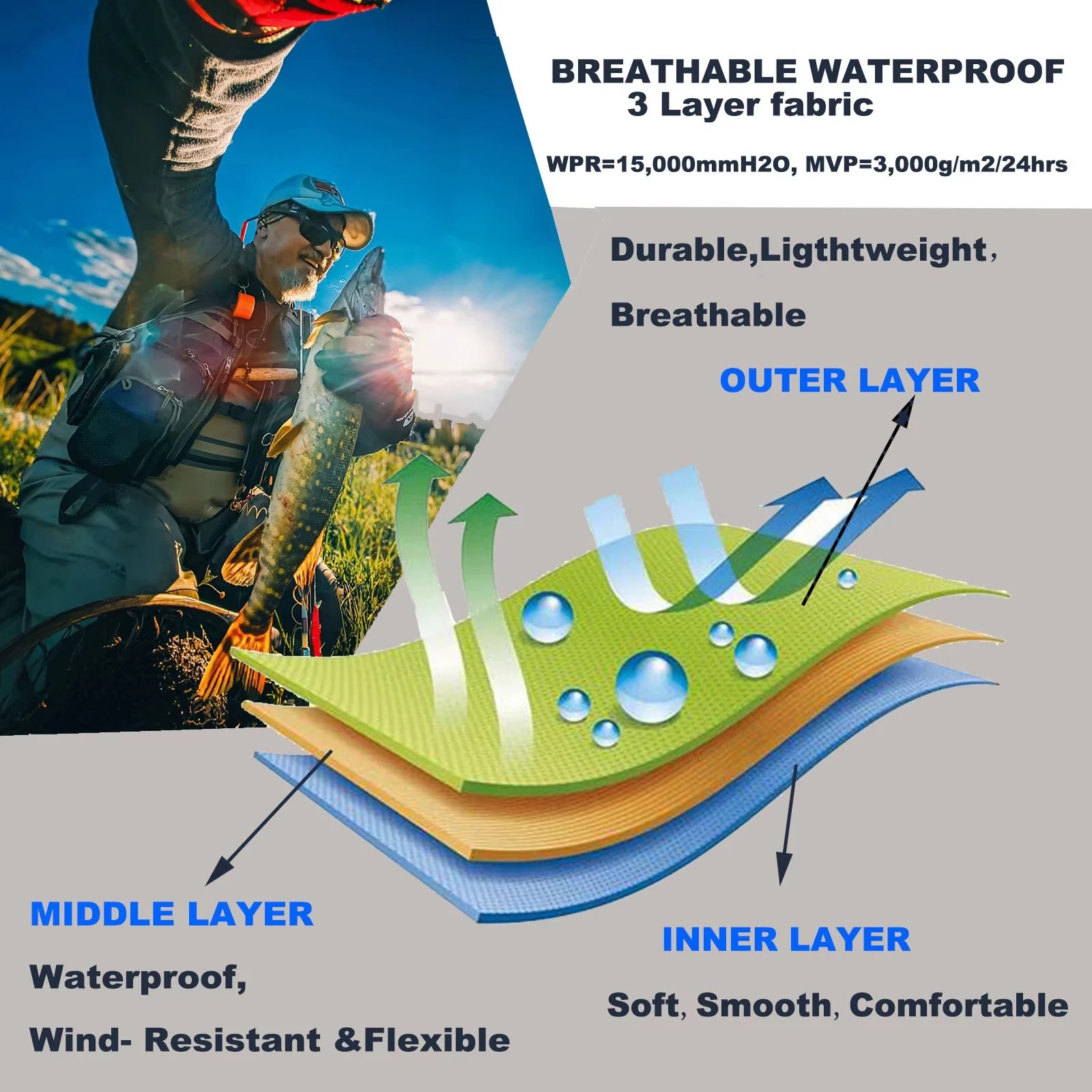 Hunting Fishing Outdoor - Goture Waders de Pesca com 3