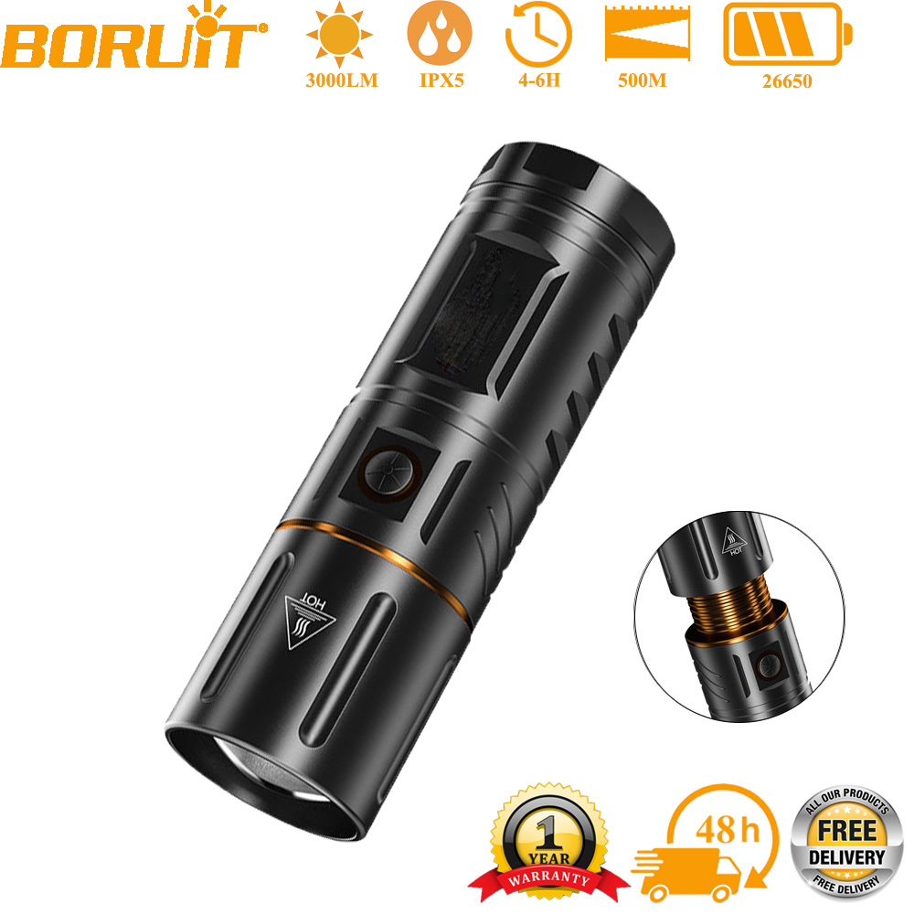 Hunting Fishing Outdoor - Lanterna LED BORUiT Ultra Brilhante 3000LM,