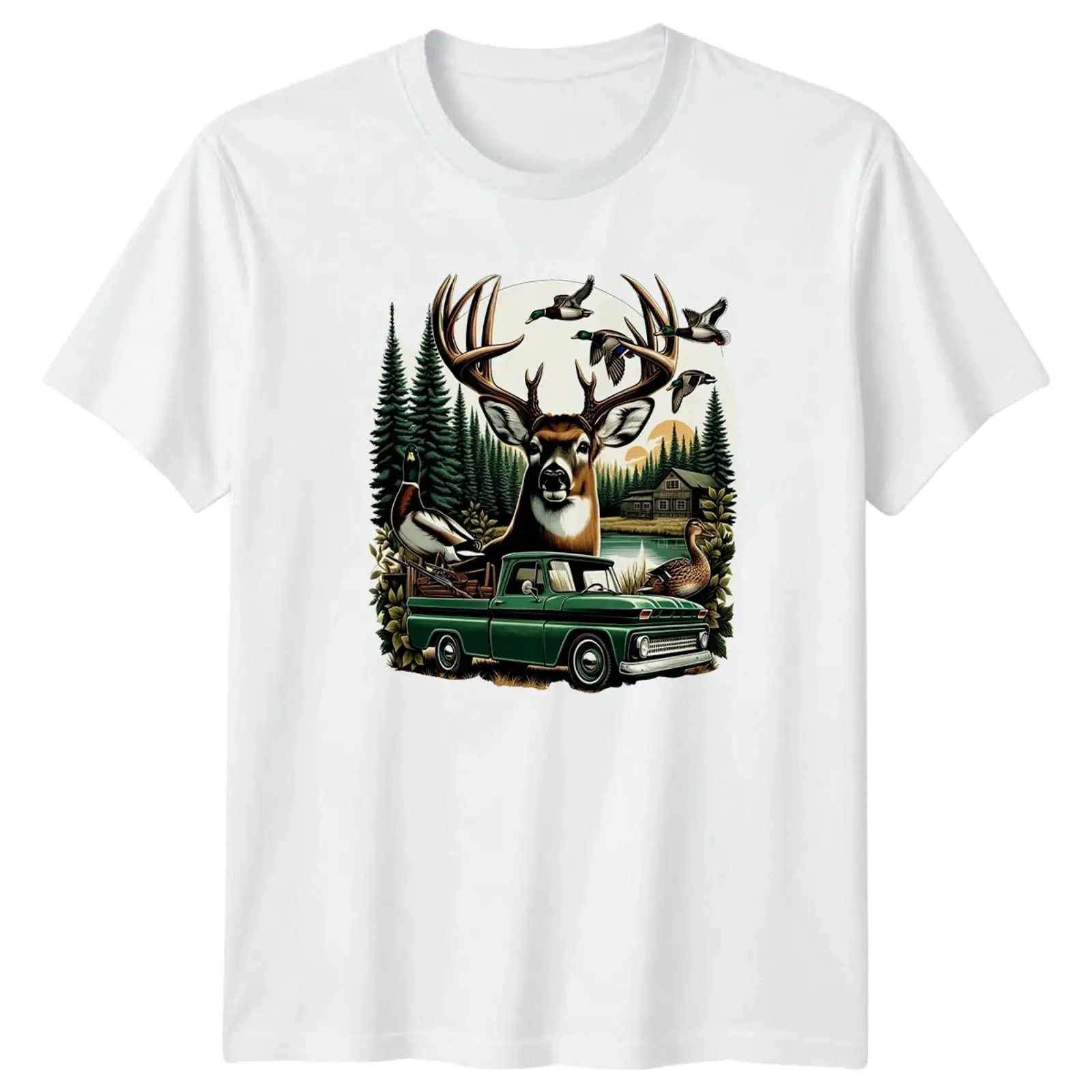 Camiseta Masculina Deer Duck H - Outdoor Hunting Graphic Tees avaliação e preço